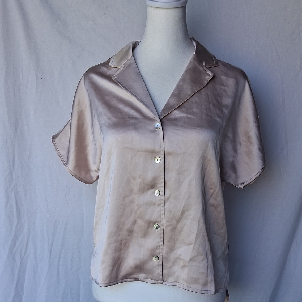 Rachel Zoe Satin Blouse in Cream - Picture 3 of 11